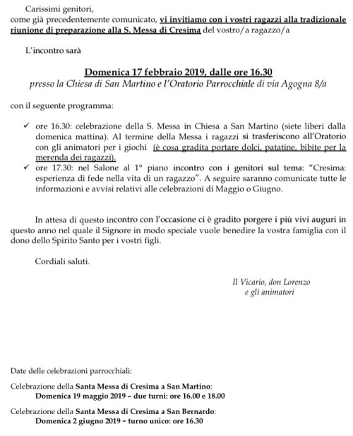 190217 avviso incontro genitori cresimandi