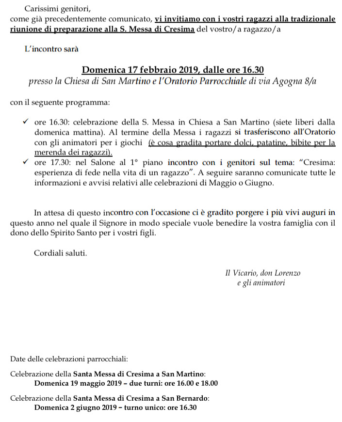190217 avviso incontro genitori cresimandi
