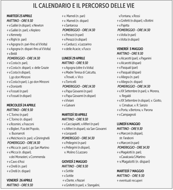 calendario benedizione famiglie case 2019