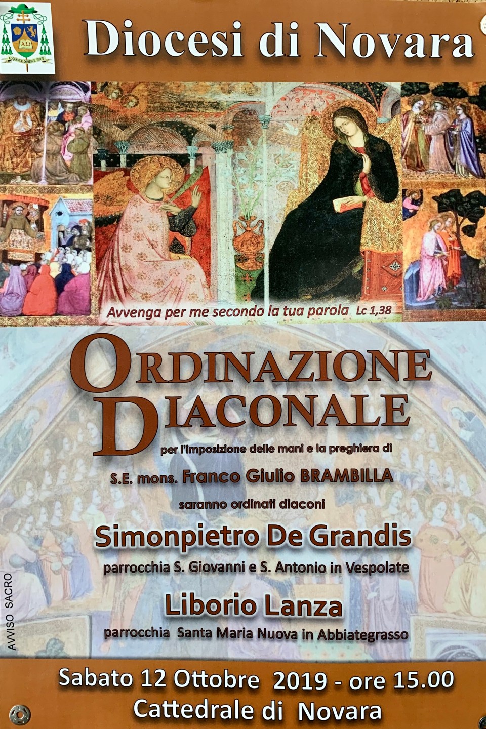 locandina ordinazioni diaconali 12-10-19
