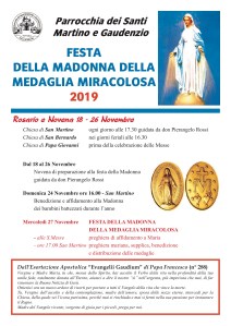 Locandina Festa Madonna Madonna Medaglia Miracolosa 2019