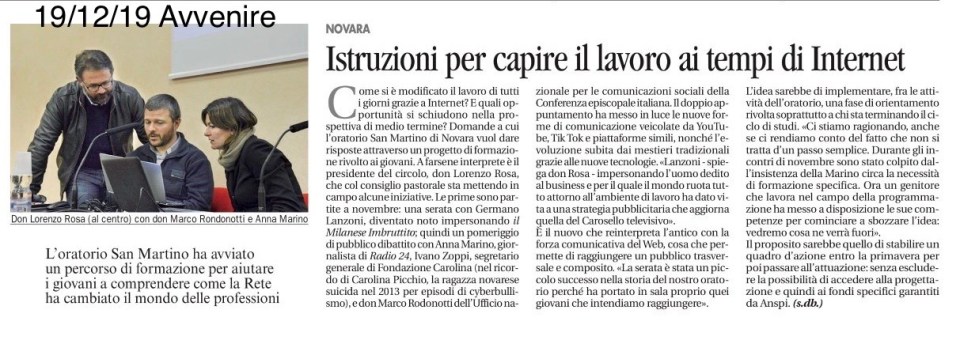 191212 articolo avvenire progetto soms giovani internet lavoro