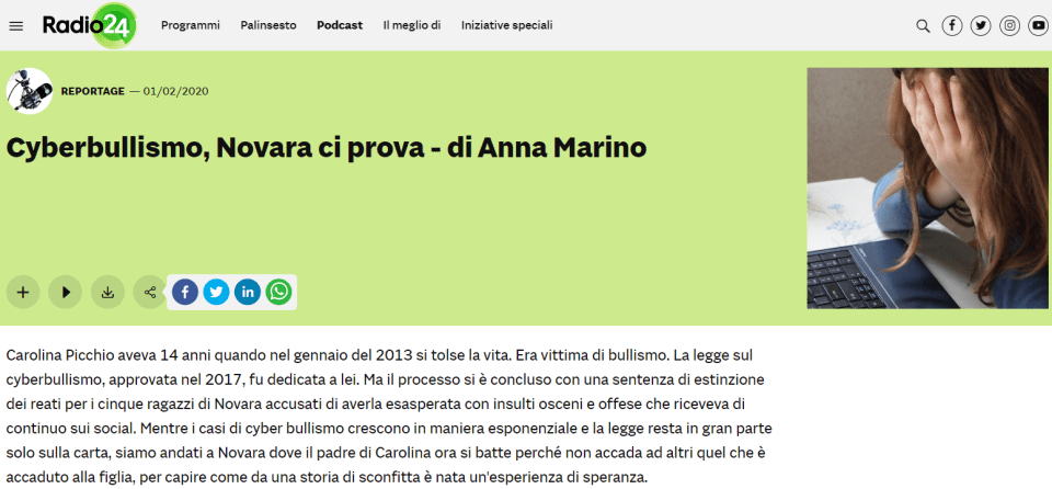 200204 reportage radio24 cyberbullismo