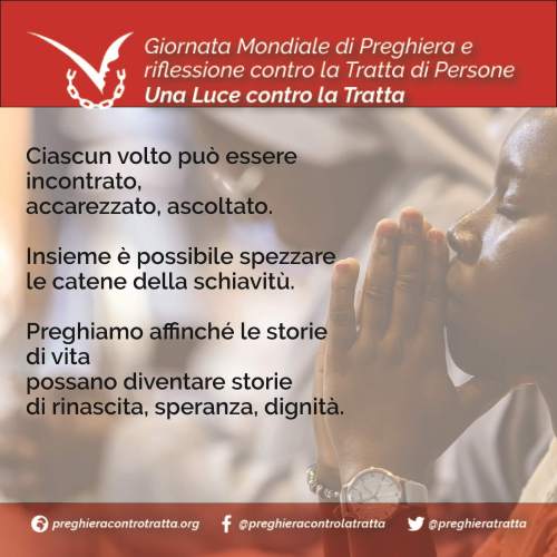 locandina giornata mondiale preghiera contro la tratta