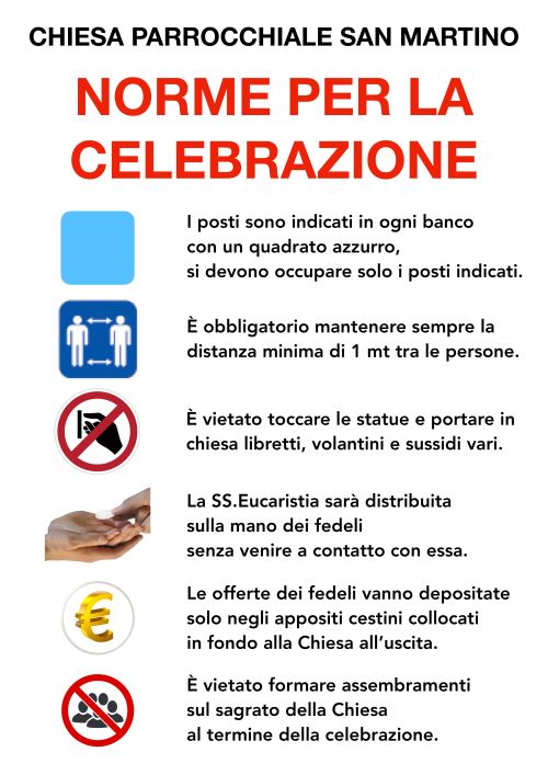 200518 cartello ripresa messe popolo chiesa parrocchiale norme celebrazione
